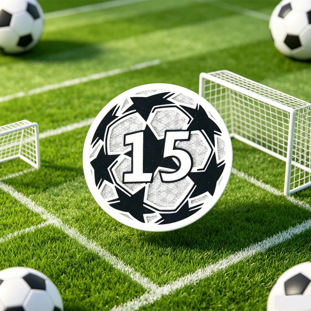 

Flocking Technology Sport Balls Football Patches Iron on for Shirts Number 4 5 6 7 14 15 Team Sports Decals