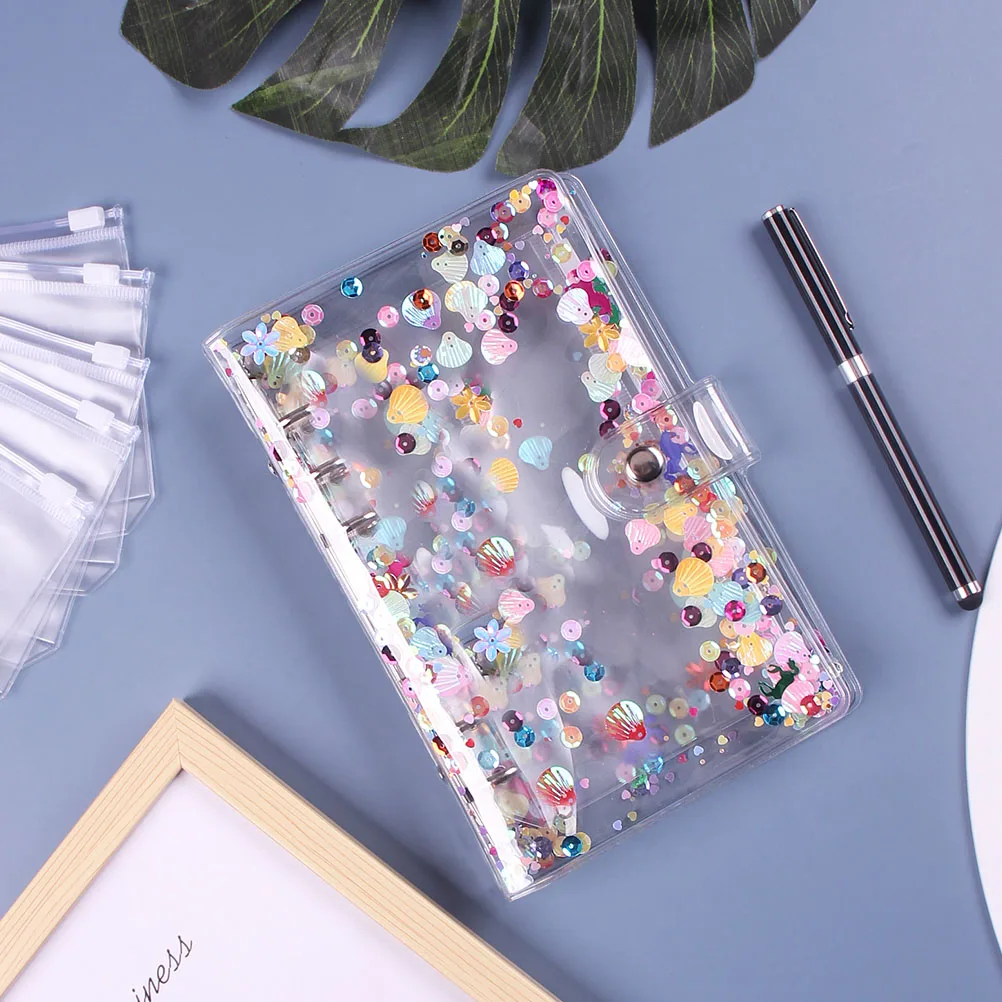 

A6 PVC Stainless Steel Account Book Zipper Bag for Money Saving Budget Planner Suitable for Study Rooms Schools