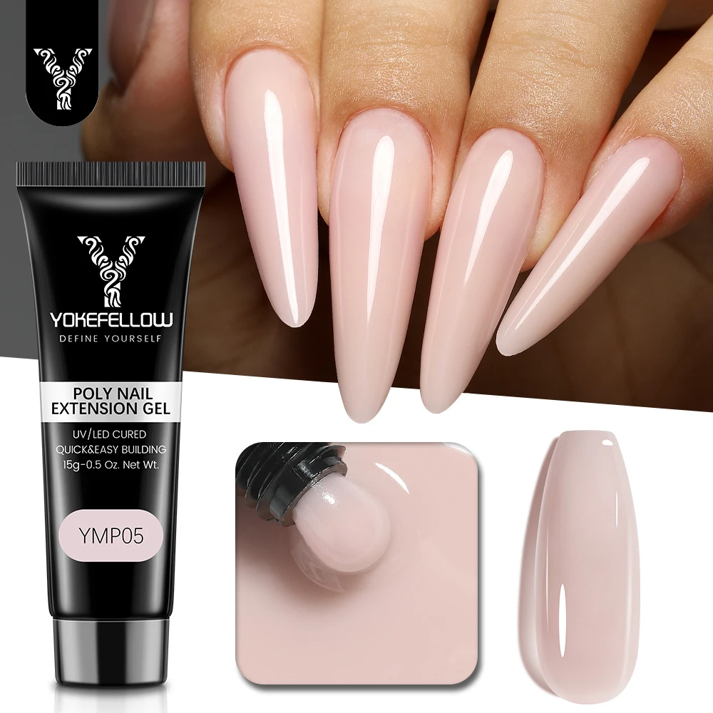 

YOKEFELLOW 15g Poly Nail Gel for Nail Extension Gel Jelly Nude UV Acrylic Gel Crystal Gel Varnish Nail Art Builder Gel DIY