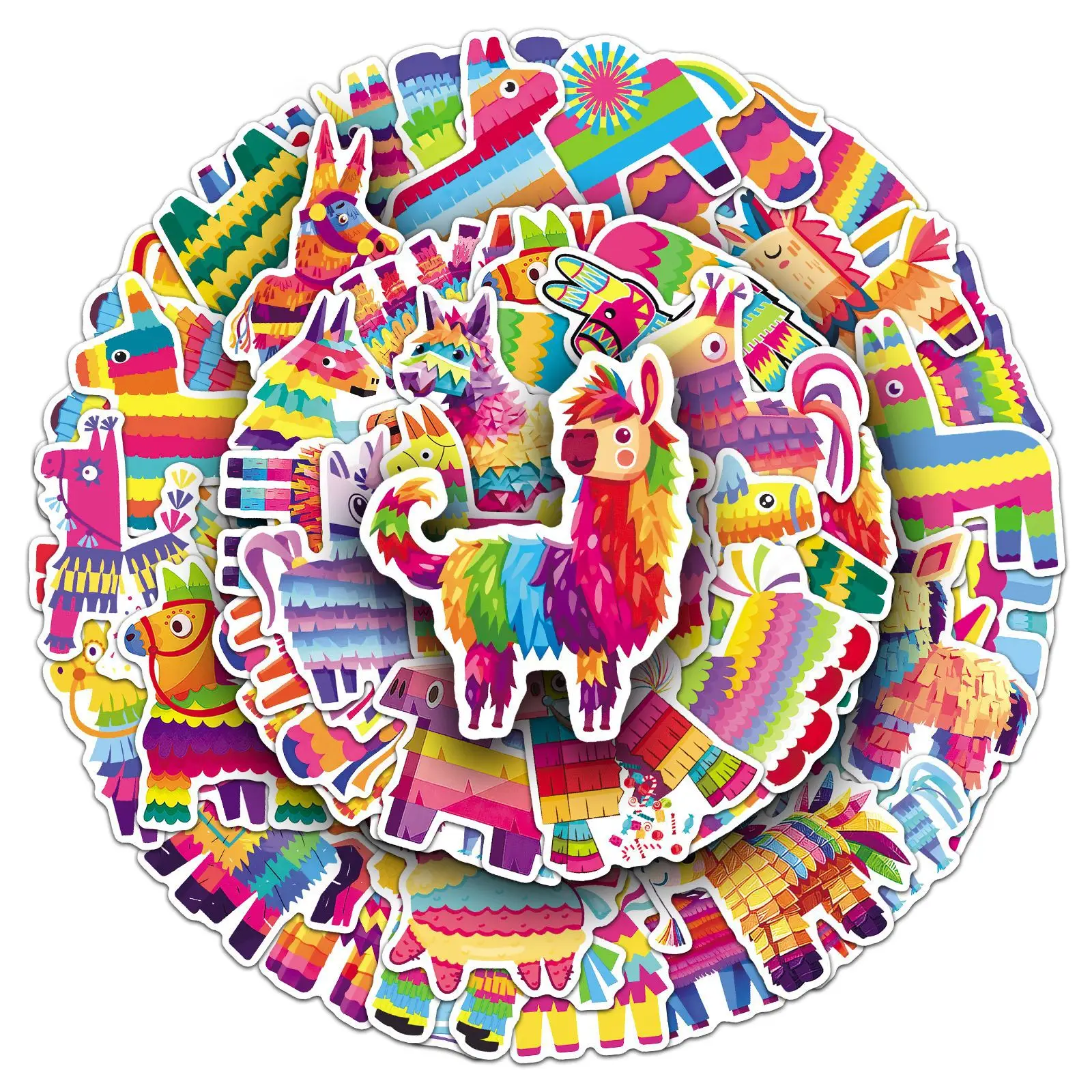

50Pcs Pinata Stickers New Year Spring Festival Colorful Festive Decorative Stickers‌ DIY Guitar Skateboard Waterproof Stickers
