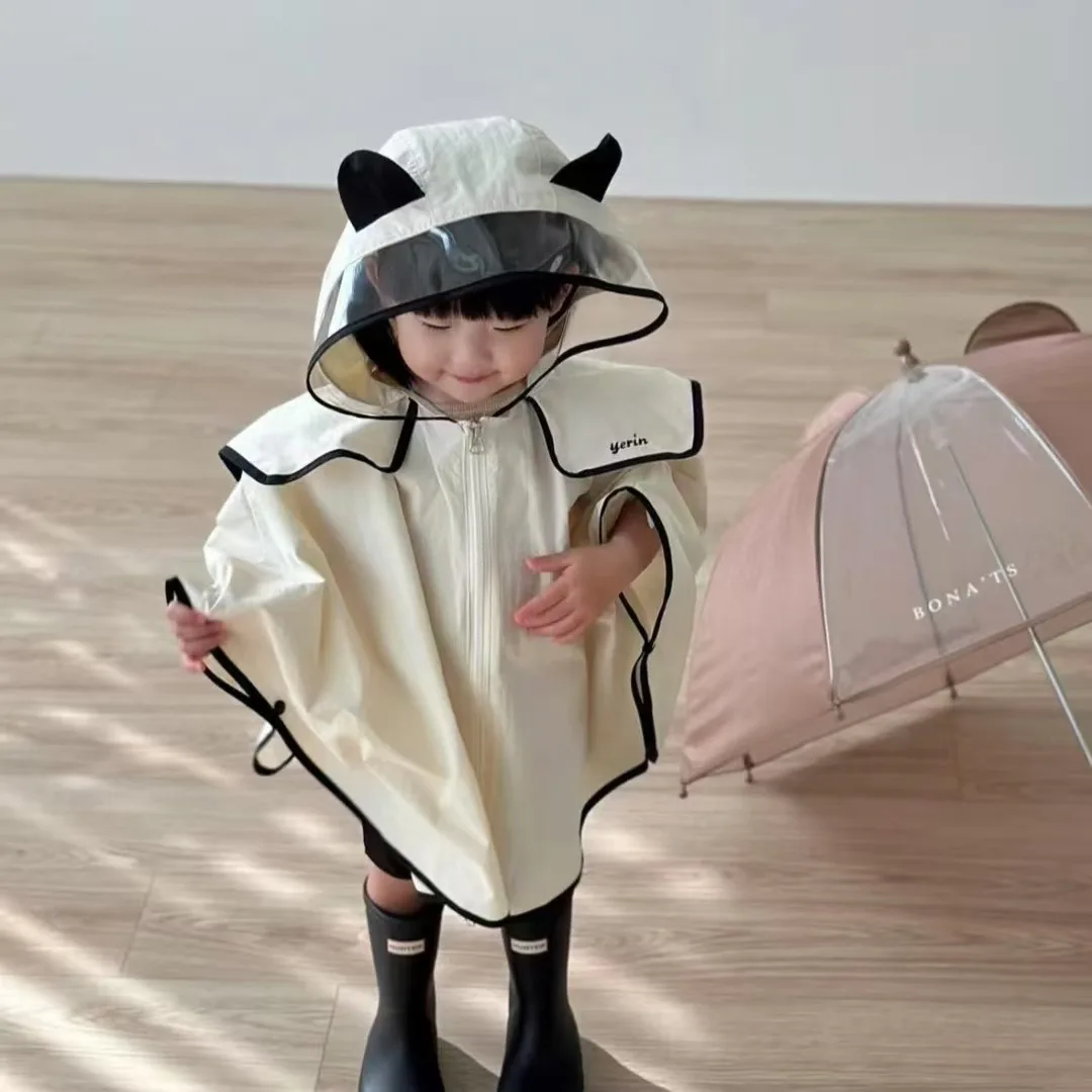 

Clear Kids Raincoat with Hood Poncho Portable EVA Waterproof Lightweight Compact Folding for Theme Park Water Riding Camping