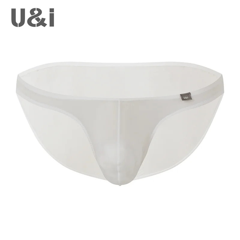 U＆I sexy briefs men's trendy personality ultra-thin transparent high-elastic nylon youth low waist U convex