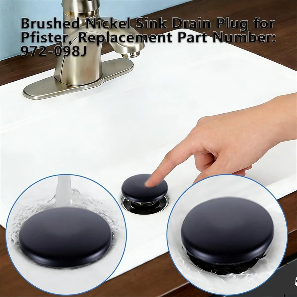 

Drain Sink Stopper for 972-098J,Sink Plug Part, Bathroom Push & Up Seal Drain Stopper Assembly 35338-06XX