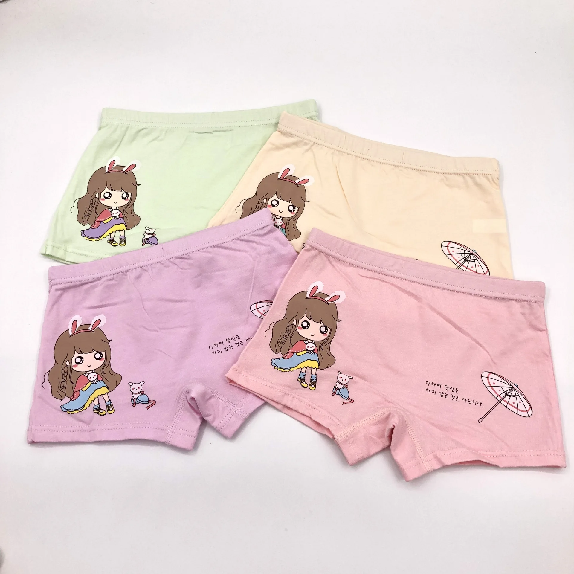 4Pcs Baby Girls Cartoon Printing Underpants Kids Underwear Cotton Panties Toddler Children Underwear 3-8Years 2024