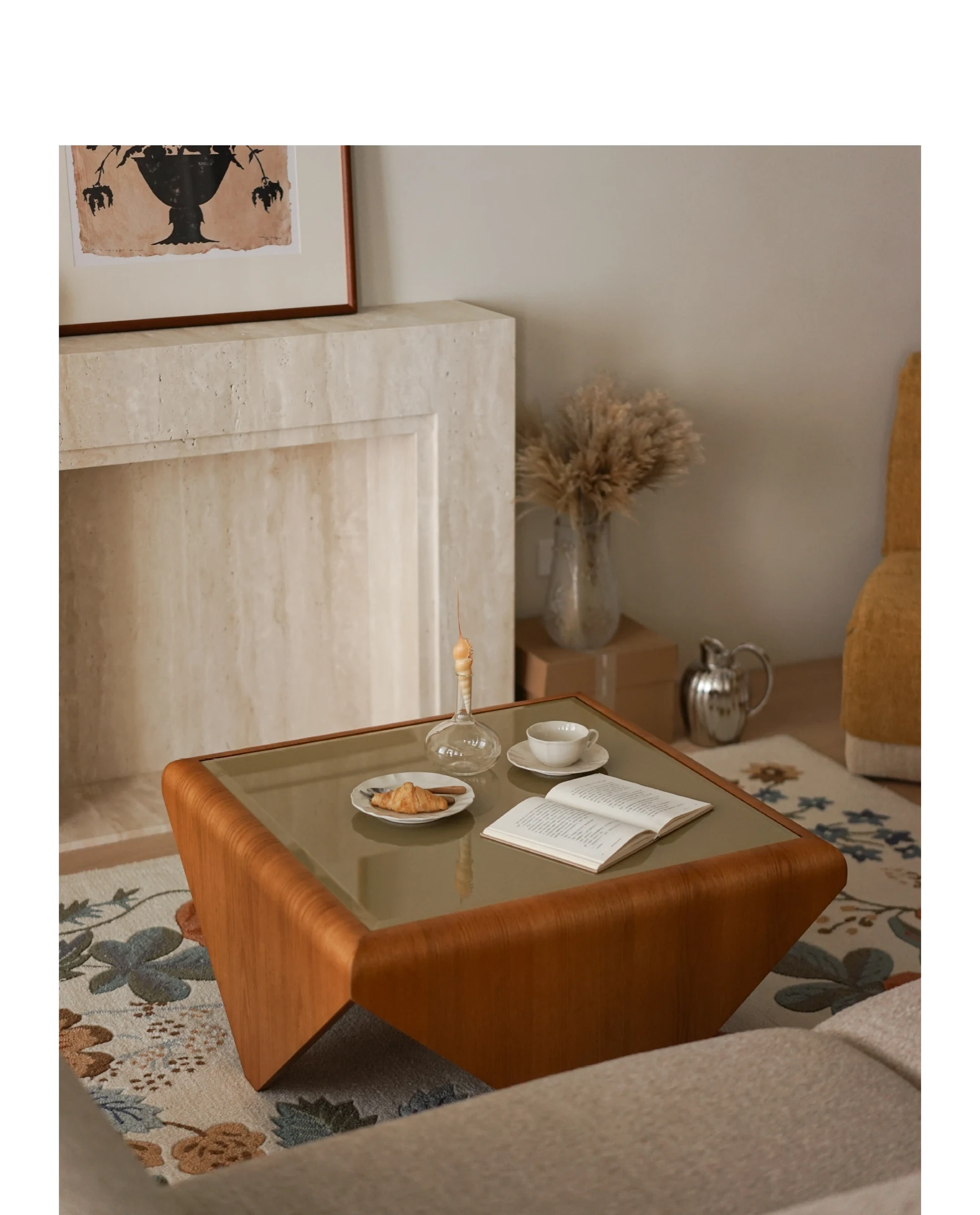 A Museum Coffee Table Living Room Household Small Apartment Small Table Edge Minimalist Glass Sofa