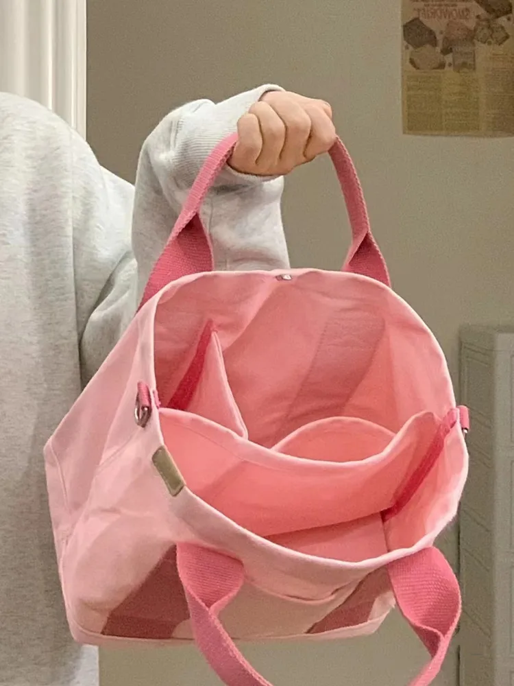 Cute Pink Large Capacity Mommy Bag Canvas Women Shoulder Messenger Bag for Mom Baby Item Organizer Stroller Nappy Diaper Bag