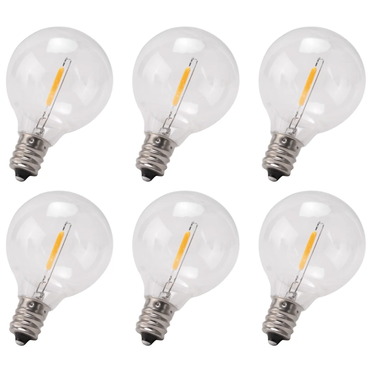 6 Stuks G40 Led Vervangende Gloeilampen, E12 Schroefbasis Shatterproof Led Bollen Voor Zonne-Lichtslingers Warm Wit