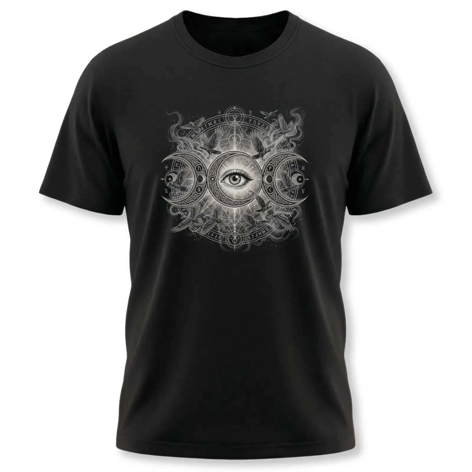Triple Moon Eye T Shirt Divine Wisdom Spiritual Awakening vintage Washed Slightly Versatile Stretched Unisex