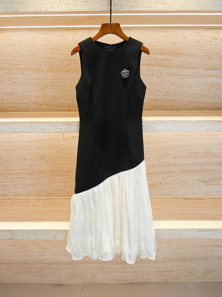 الراقية المرأة زهرة الشاي الترتر لصق هيم سترة الدكتور Ele Chinoiserie Sle عالية الخصر ألف خط ميدي الدكتور دون Sve #1