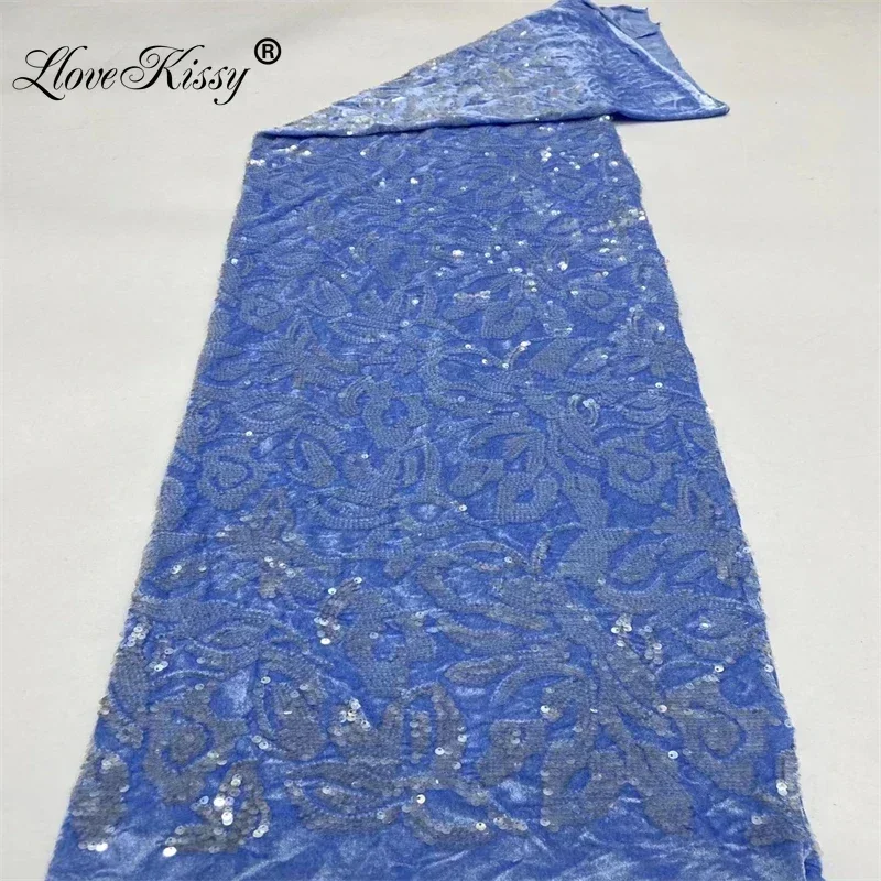 Hot Sell 7 Colors New Velvet Sequin Fabric Handmade Design Sewing Wedding Party Dress Popular Glitter Fabric Width 125CM