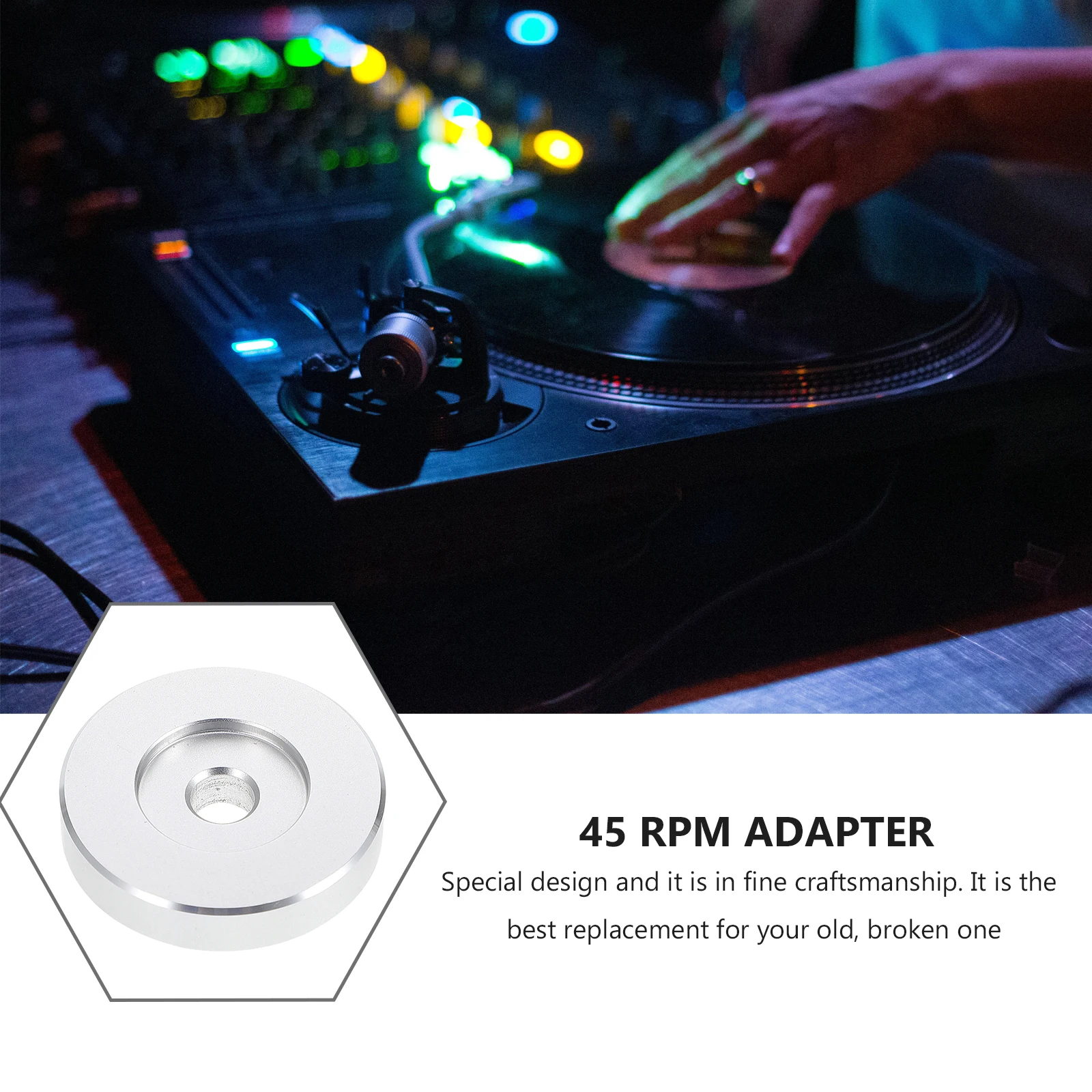 

45 Adapter 7 Inch Vinyl Record Turntable Replacement Metal Ep Big Hole Record Player Accessory Smooth Playback High Sound