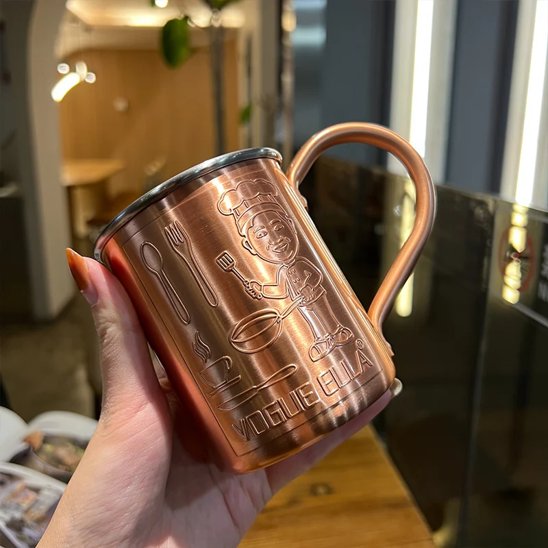 

Copper Mug Handcrafted of 100% Pure Thick Copper Shot Glass Copper Interior Vintage Wine Glass Strong Riveted Handle 13 Ounces