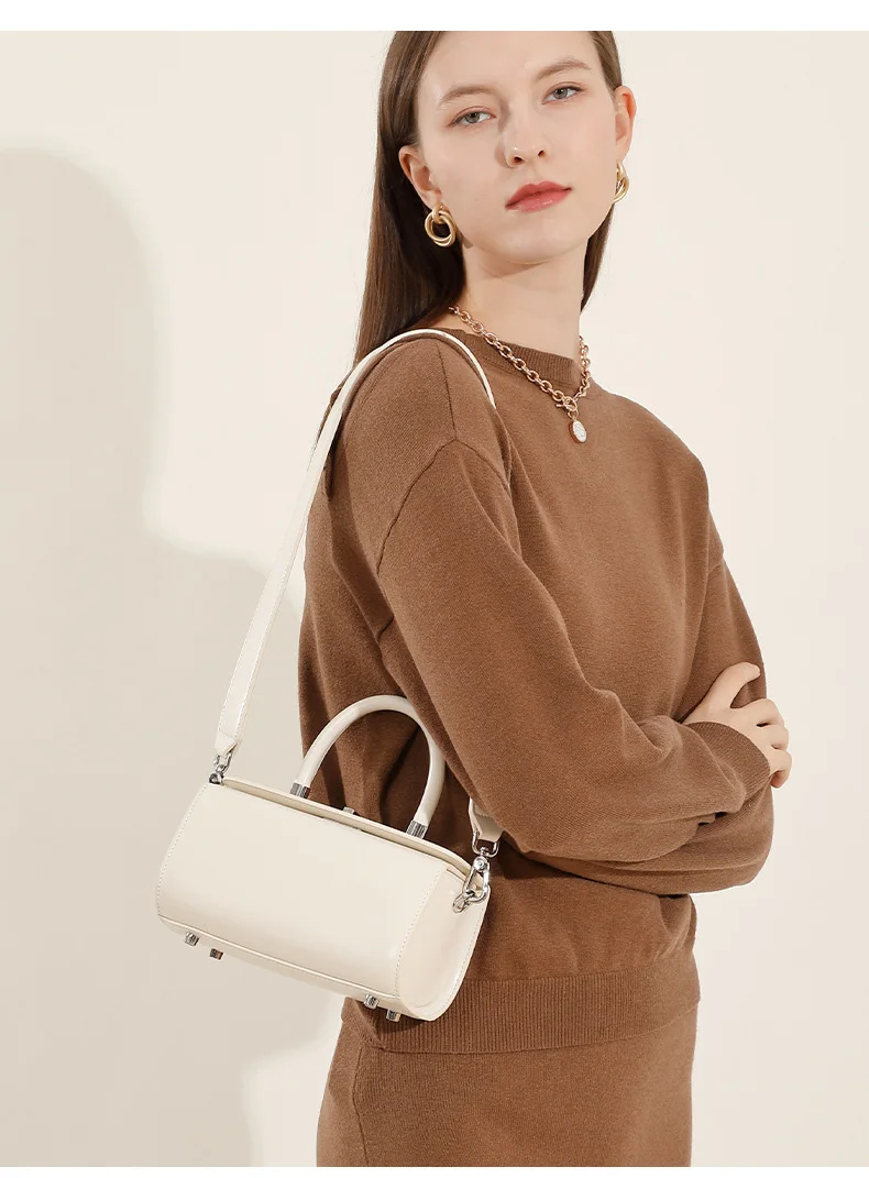 High Quality Split Leather Handbag Purse Women's Bag Solid Color Shoulder Crossbody Bags Lady Messenger Small Tote For Women