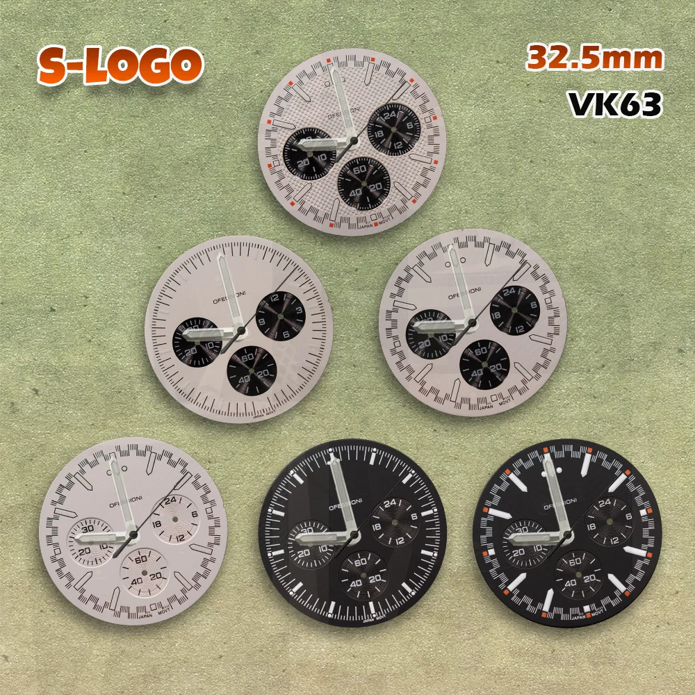 

NG 32.5mm S Logo DTN Panda Dial for VK63 Movement - Green Luminous Men's Watch | Professional Watch Modification Accessories