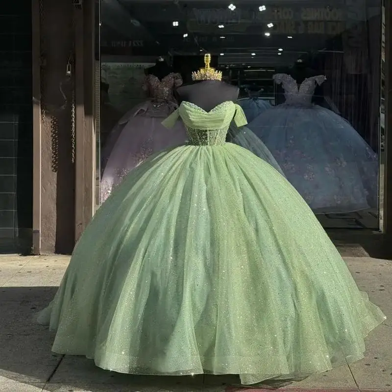 

Mint Green Ball Gown Quinceanera Dress 2025 Princess Top Long Sweet 15 16 Years Girl Birthday Party Formal Wear Gift Pageant