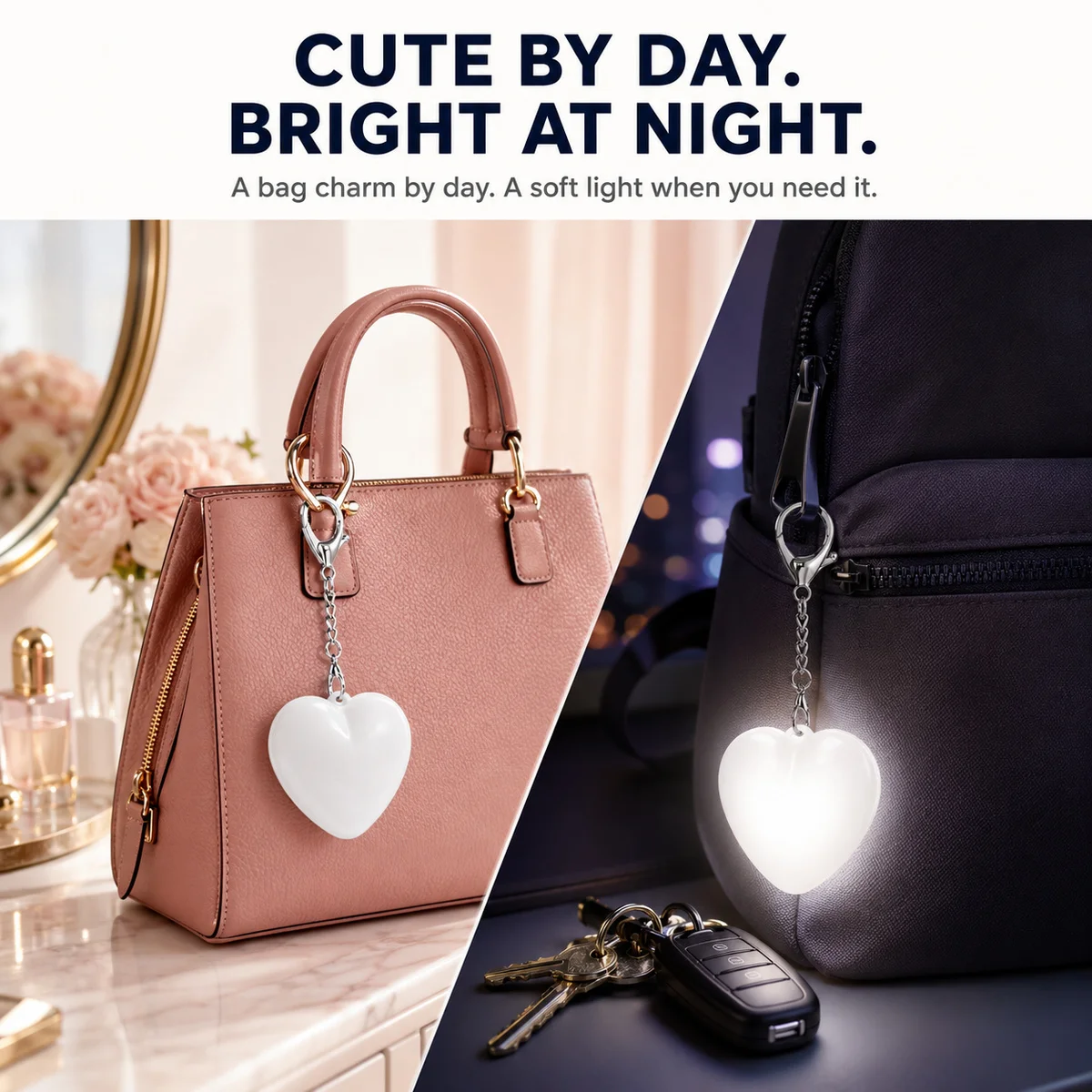 Rechargeable Touch Light Keyring LED Bag Accessory USB-C Charging Purse Lamp Handbag Charm for Travel Camping Gifts for Women