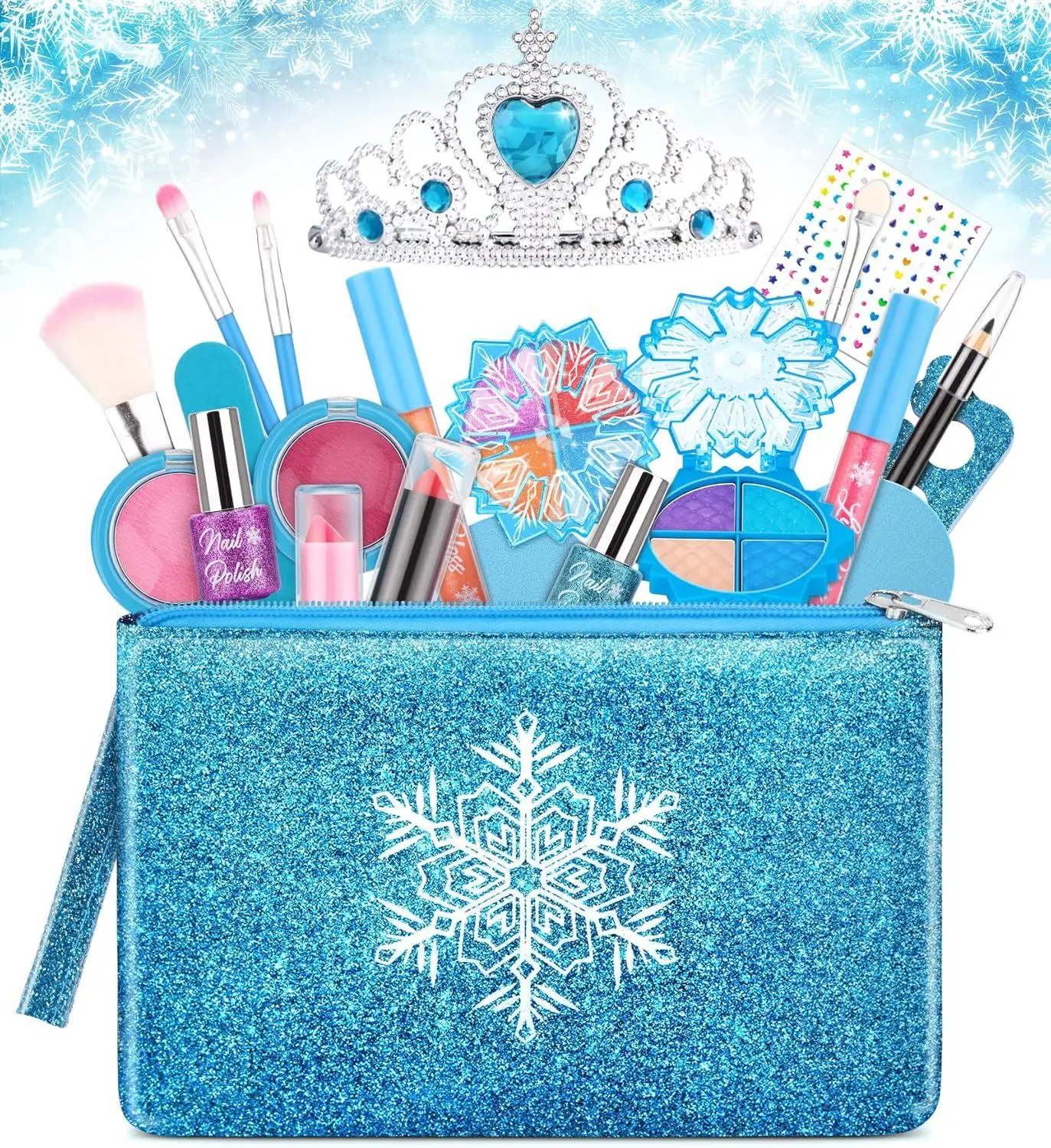 Girls Children's Makeup Set, Little Girl's Washable Real Makeup Set, Princess Ice and Snow Toys, Children's Toy Makeup Entry Set