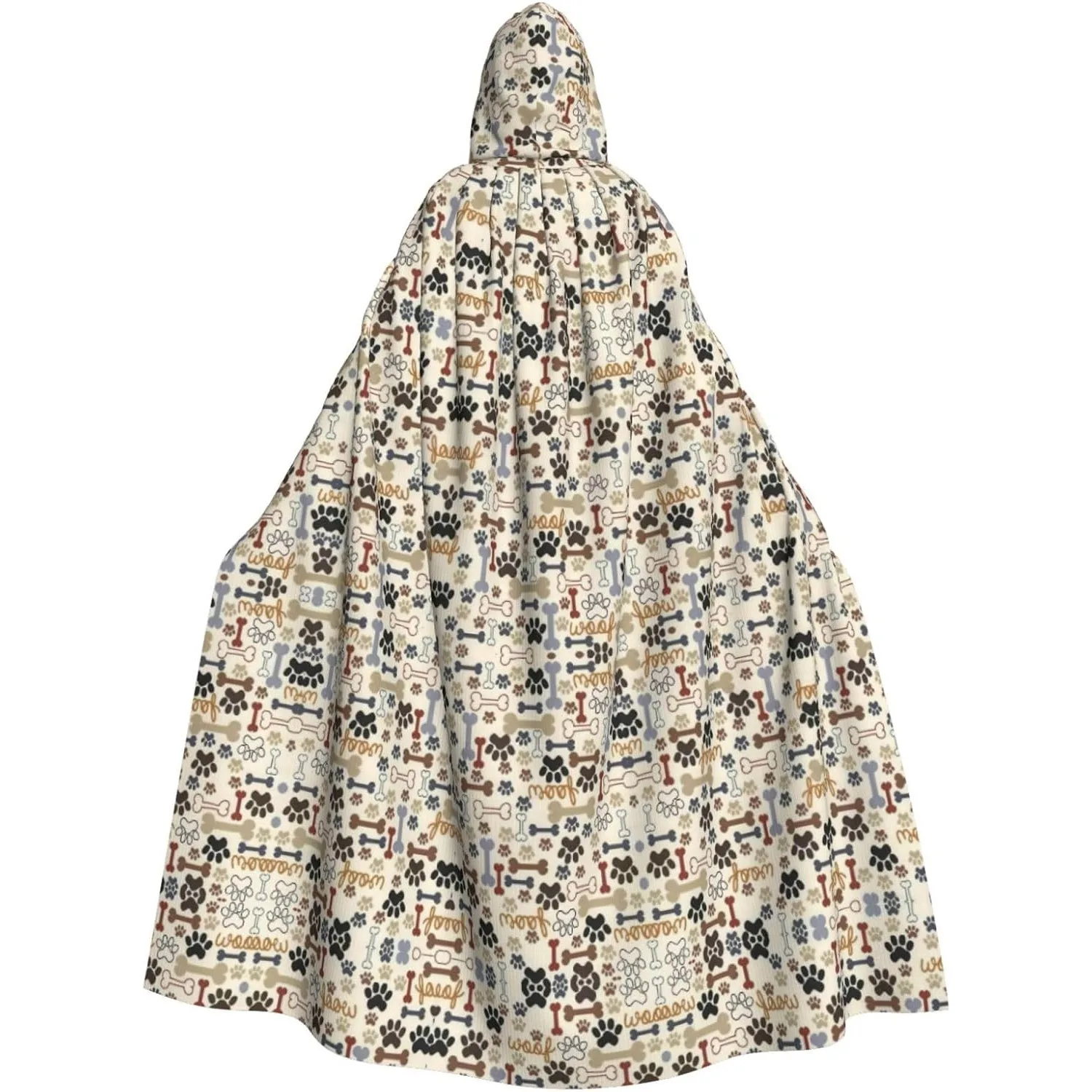 Dog Bones Paw print Adult Hooded Cape Carnival Festival Cape Cosplay Robe Costume party Gothic Carnival