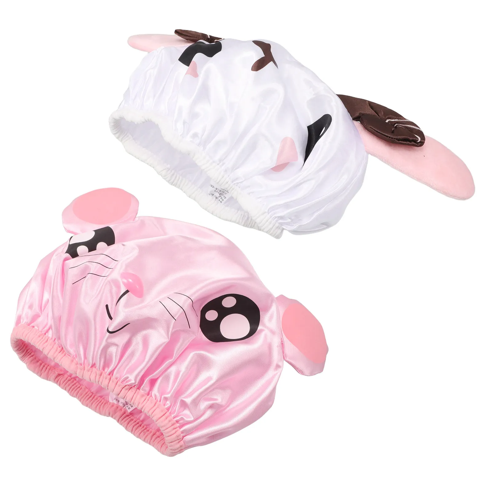 

2 шт. Детские шапочки для душа, двухслойные, водонепроницаемые, толстые, с мультяшным рисунком, эластичные, удобные, для защиты волос, для девочек