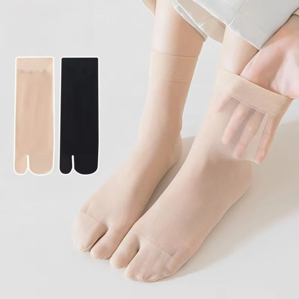 Fashion Ultra Thin Toe Socks Breathable Sexy Mid Tube Socks Toe-separated Solid Color Compression Socks Summer