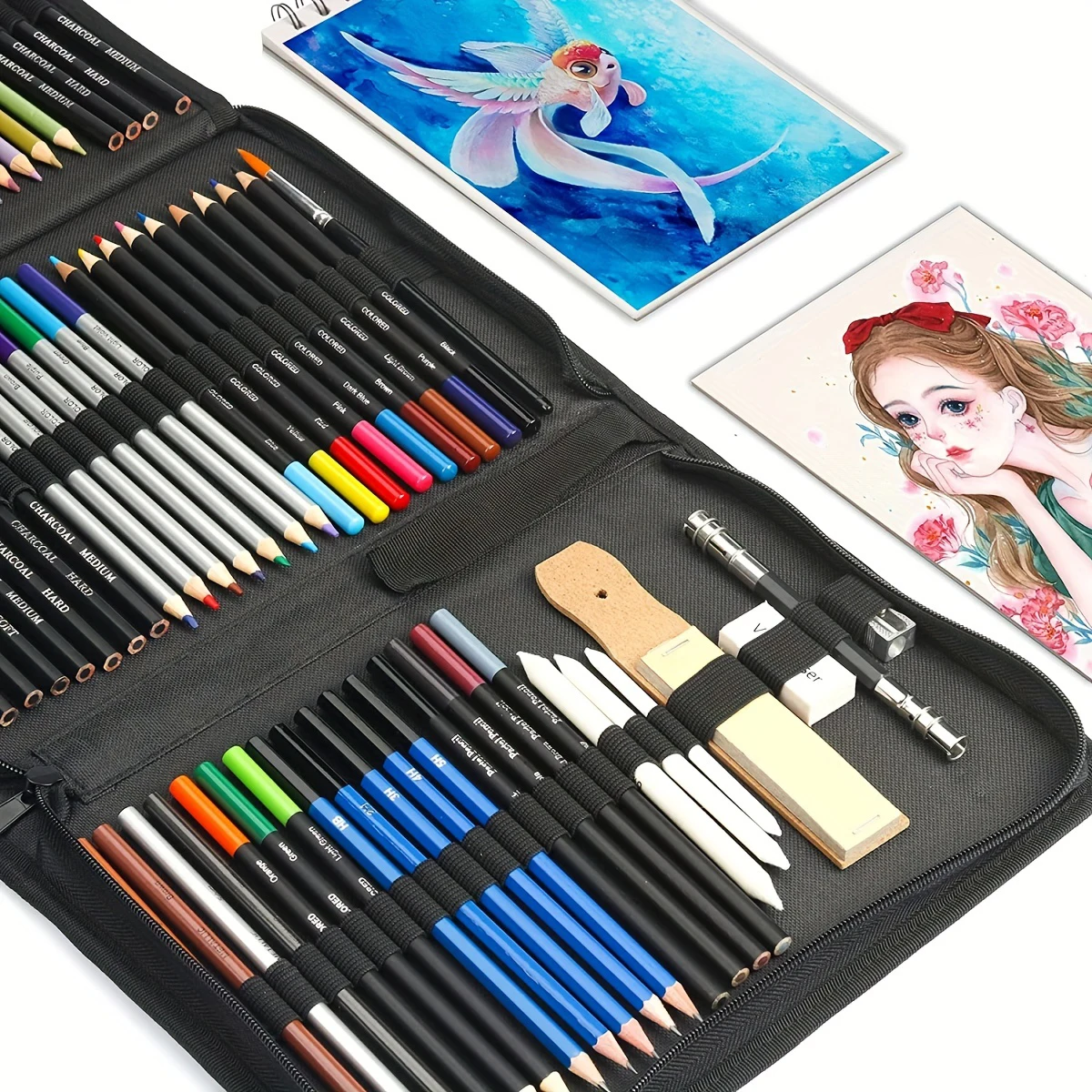Drawing Set Sketching Kit, 76 Pack Drawing Pencils, Drawing Supplies Include Watercolor Pad, Watercolor, Metallic, Color