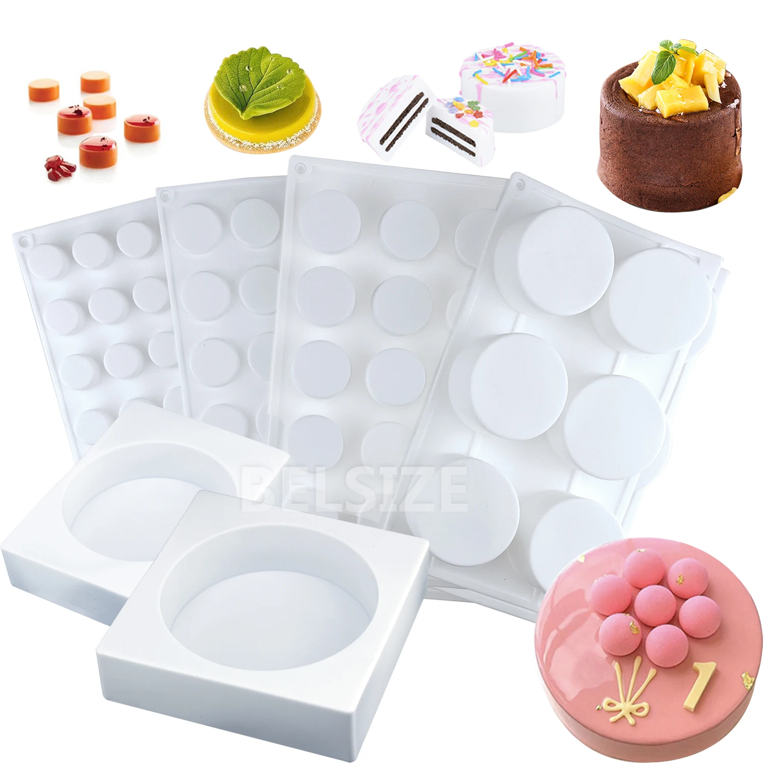 Round Cake Silicone Mold For Baking Chocolate Mousse Flat Cylinder Cupcake Pan Pudding Brownie Baking Mold Cake Decorating Tools