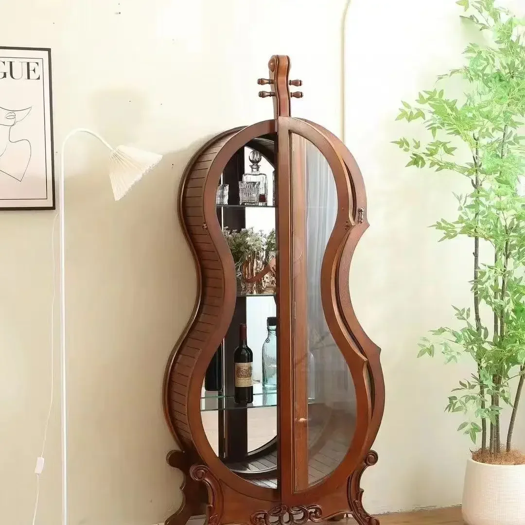 

JC American Solid Wood Decorative Wine Cabinet Living Room Locker EuropeanCello With Glass Door 장식장