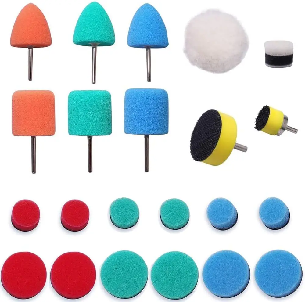 22Pcs Mini Buffing Polishing Pads Kit, Car Details Mini Polisher Foam Pads for Drill Rotary Tool Buffer Tight Area Paint Polish