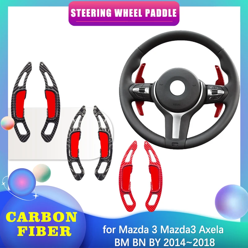 

Car Steering Wheel Paddle for Mazda 3 Mazda3 Axela BM BN BY 2014~2018 ABS Carbon Fiber Shifter Gear Shift Extension Accessories