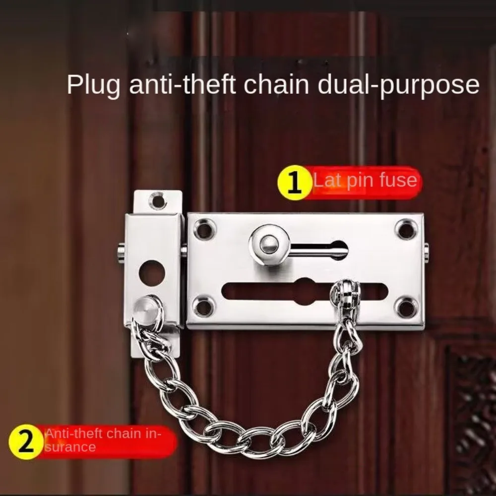 New Stainless Steel Door Lock Insurance Safety Hardware Anti-theft Chain Durable Thickened Door Bolts Doors Windows