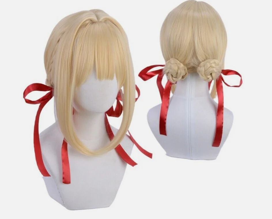 Violet Evergarden Cosplay Wig Light Blonde Hair Halloween Costume Party Wigs