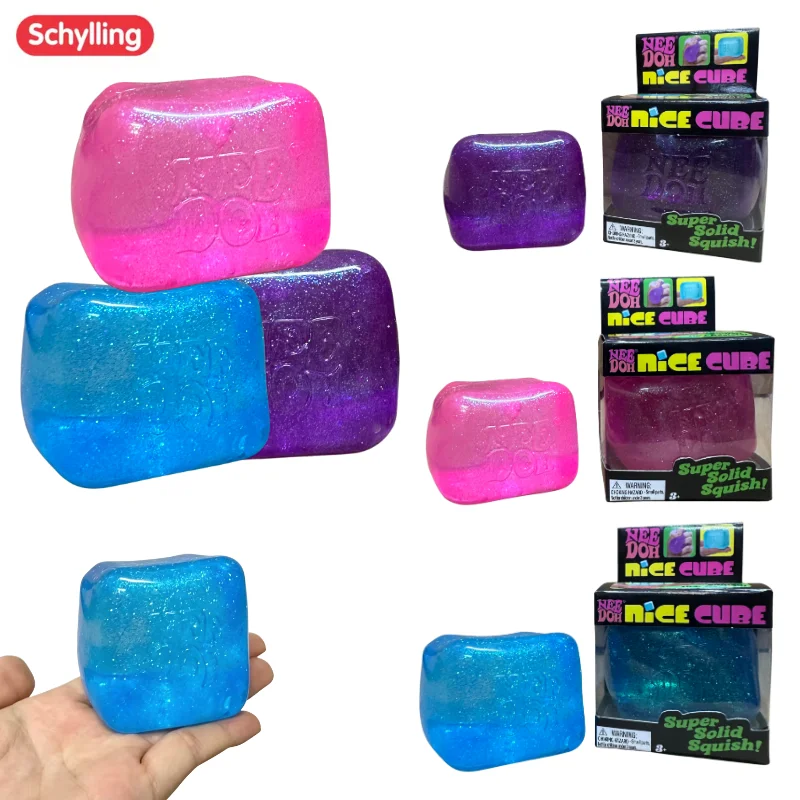 

Schylling Nee Doh Glitter Cube Sensory Fidget Toy Stress Relief Soft Squeeze Toy for Adults and Kids Blind Box