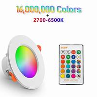 Remote Control Colorful Spot LED Ceiling Lamp Recessed Round Light Smart Home Luminaire RGB Dimmable Downlight AC86V-286V