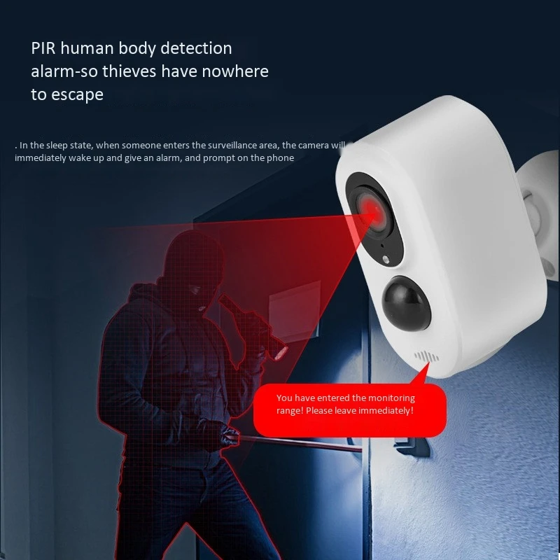 Low Power Security Camera, 100% Wireless Network Night Vision Cloud Storage with Battery, WIFI, for Home Office