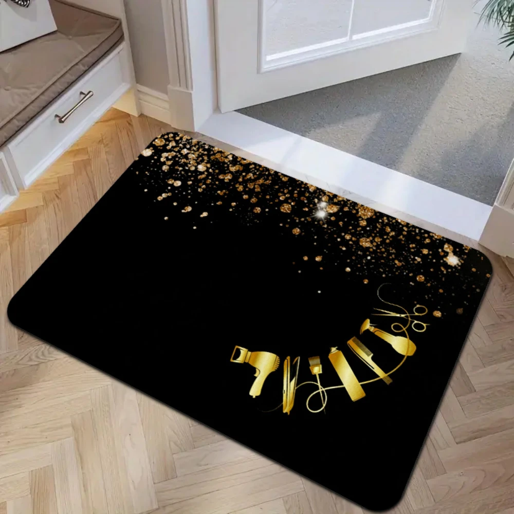 Barbershop Sign Graphic Print Doormat Floor Rug Hair Salon Store Entrance Foyer Shoe Cabinet Side Non‑Slip Household Floor Rug