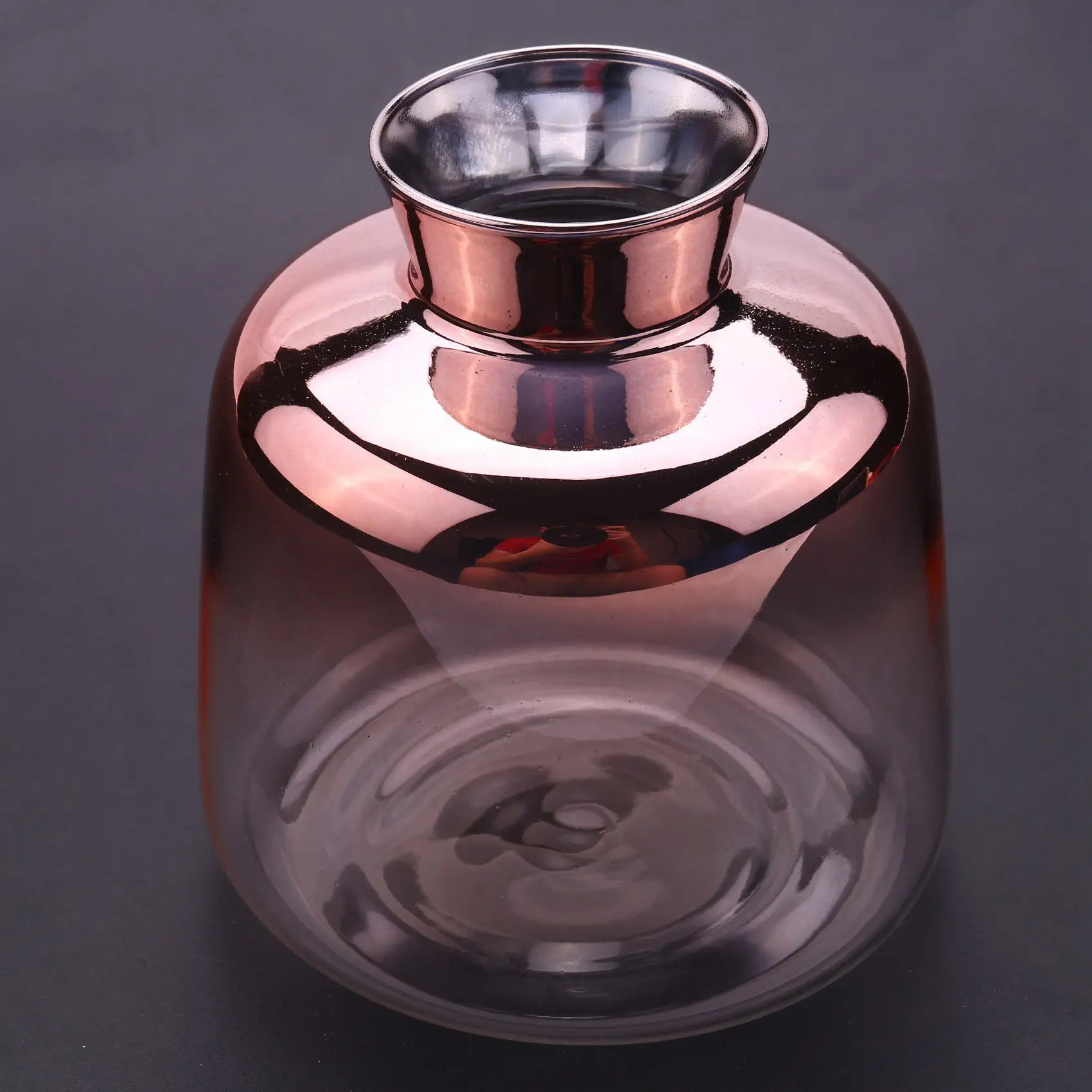 AC23-2X Glass Vase Nordic Electroplated Gold Vase Glass Flower Vases For Home Decor Dried Flower Bottle Bar(9X11cm)