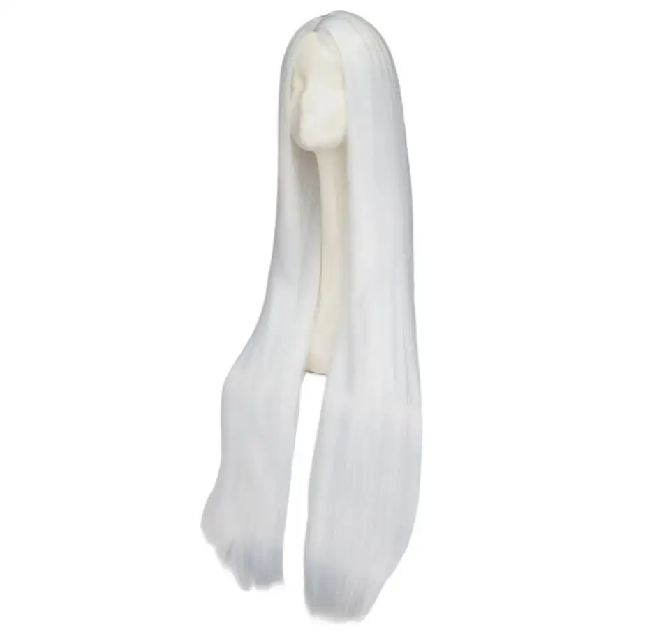 Peluca blanca y negra de 100CM/40 pulgadas de largo, pelo sintético resistente al calor para disfraz de Halloween y Carnaval, pelo liso para Cosplay