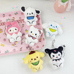 Cartoon Sanrio Plush Toy Hello Kitty Kuromi Melody Pendant Soft Stuffed Doll Plushies Keychain Car Key Ring Backpack Bag Decor