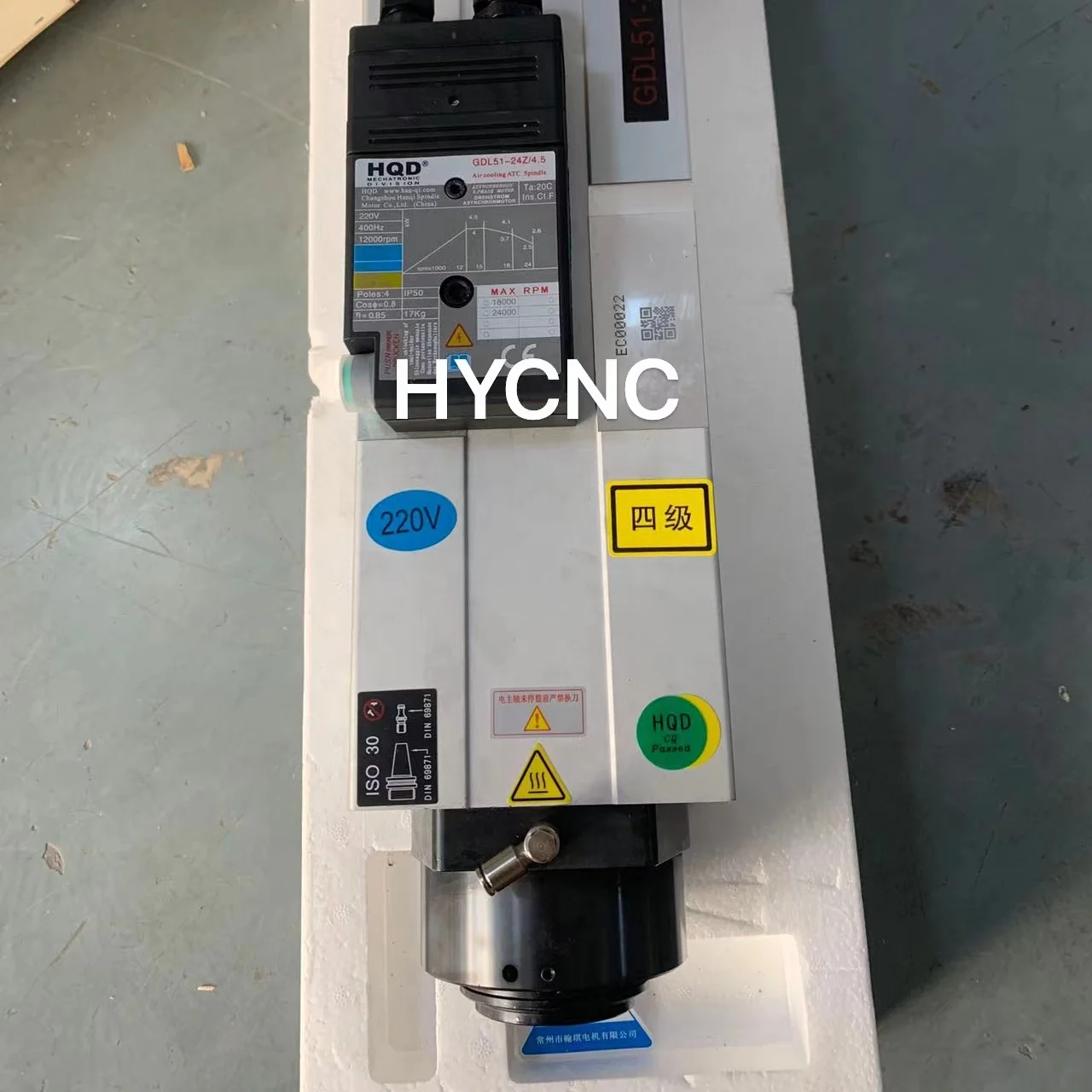 4.5 Kw Atc Spindle Iso30 Motor Bt30 4.5kw 230v تبريد الهواء Gdl51-30-24z/4.5 Kw Hqd Cnc راوتر باستخدام