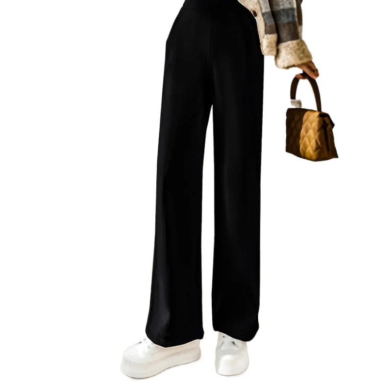   بنطلون نسائي أنيق غير رسمي موديل 2025 بخصر عادي قابل للتمدد للتخسيس باللون الأسود للمكتب يسمح بمرور الهواء يوميًا