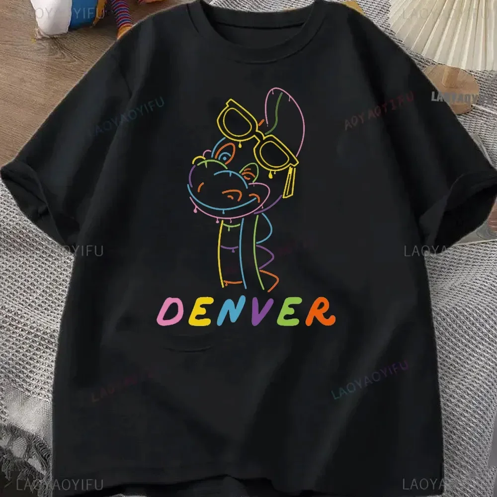 Neon Round Collar TShirt Denver The Last Dinosaur Jeremy Cartoons Fabric Basic Cartoon T Shirt Girl Clothes New Design Hot Sale view 3
