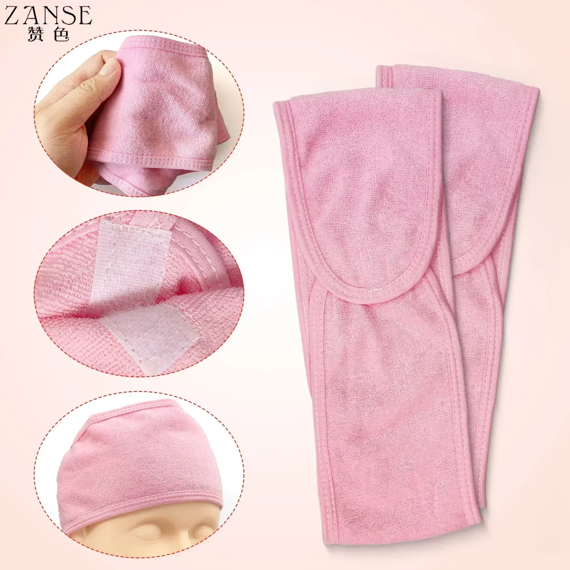 1 bandeau de maquillage extensible en tissu éponge avec fermeture auto-agrippante pour extensions de cils, soins du visage et spa, outils de maquillage