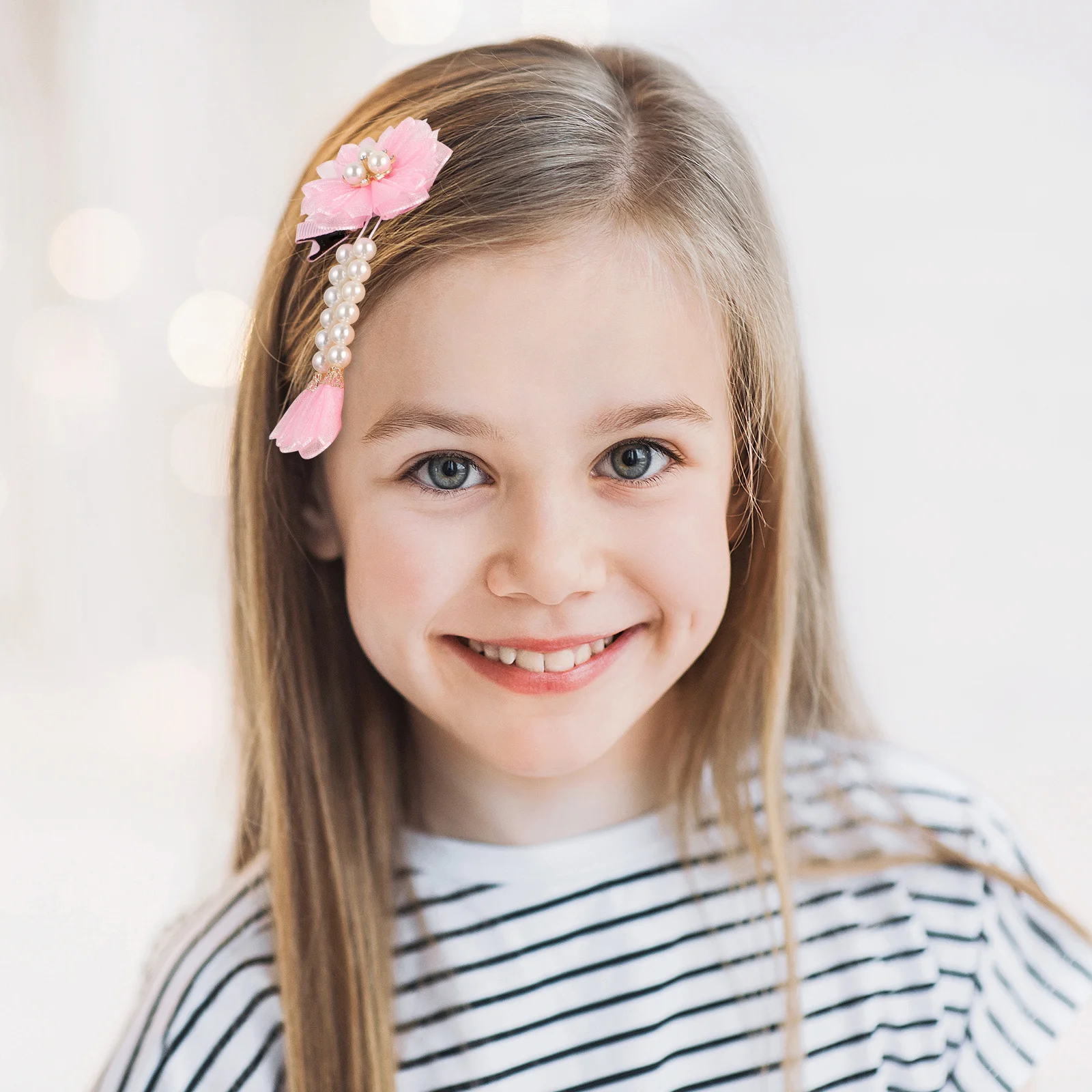 

2 pcs Children Pearl Tassel Hair Accessories Flower Shaped Hairpins Girl Head-Wear For Holiday Party Tassel Hairpin Decorative