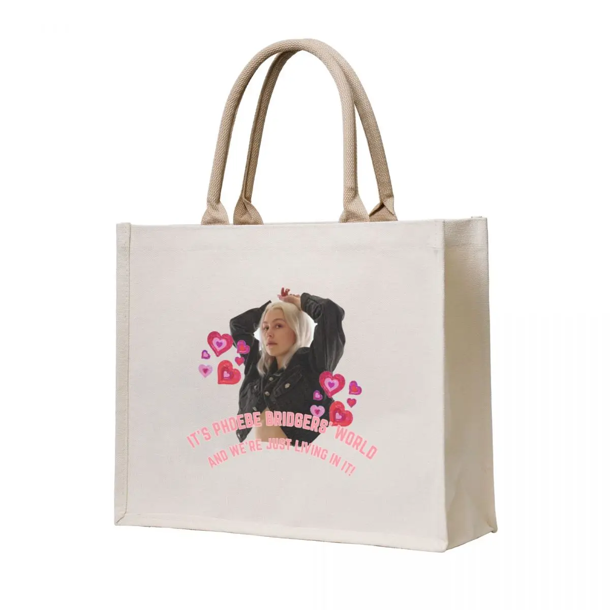 

Phoebe Bridgers Face Text Tote Bag Large bags for women sac pour femme custom fabric bag