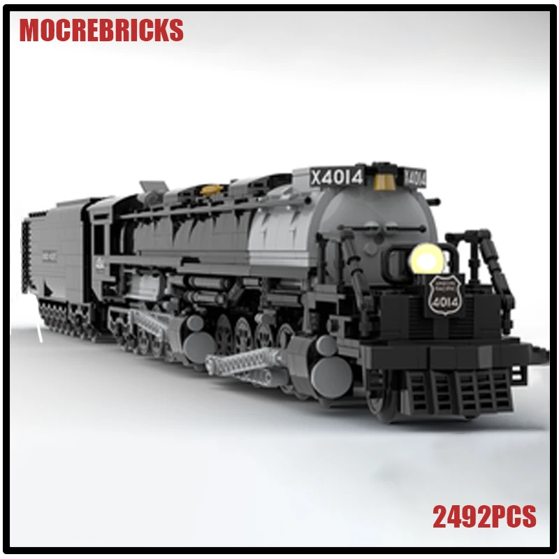 

Urban Railway Train 4014 Big Boy Freight Steam Locomotive With Carriage MOC Building Blocks Assembly Bricks Model Kid's Toy Gift