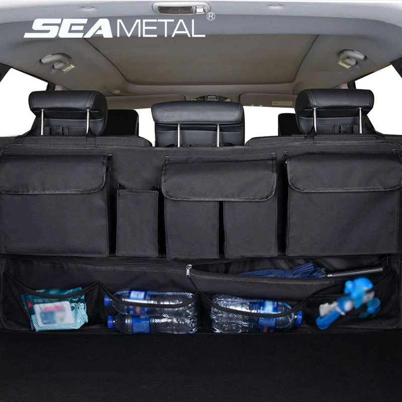 SEAMETAL Car Storage Travel Bag Oxford Cloth Car Trunk Organizer Storage Bag Stowing Tidying Net Pocket Car Interior Accessories