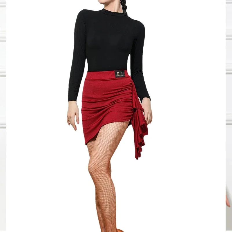 Damska spódnica do tańca latynoamerykańskiego, tanga, salsy, szal biodrowy, gładka, nieregularna odzież taneczna, sukienki do tańca towarzyskiego, swing, do ćwiczeń.