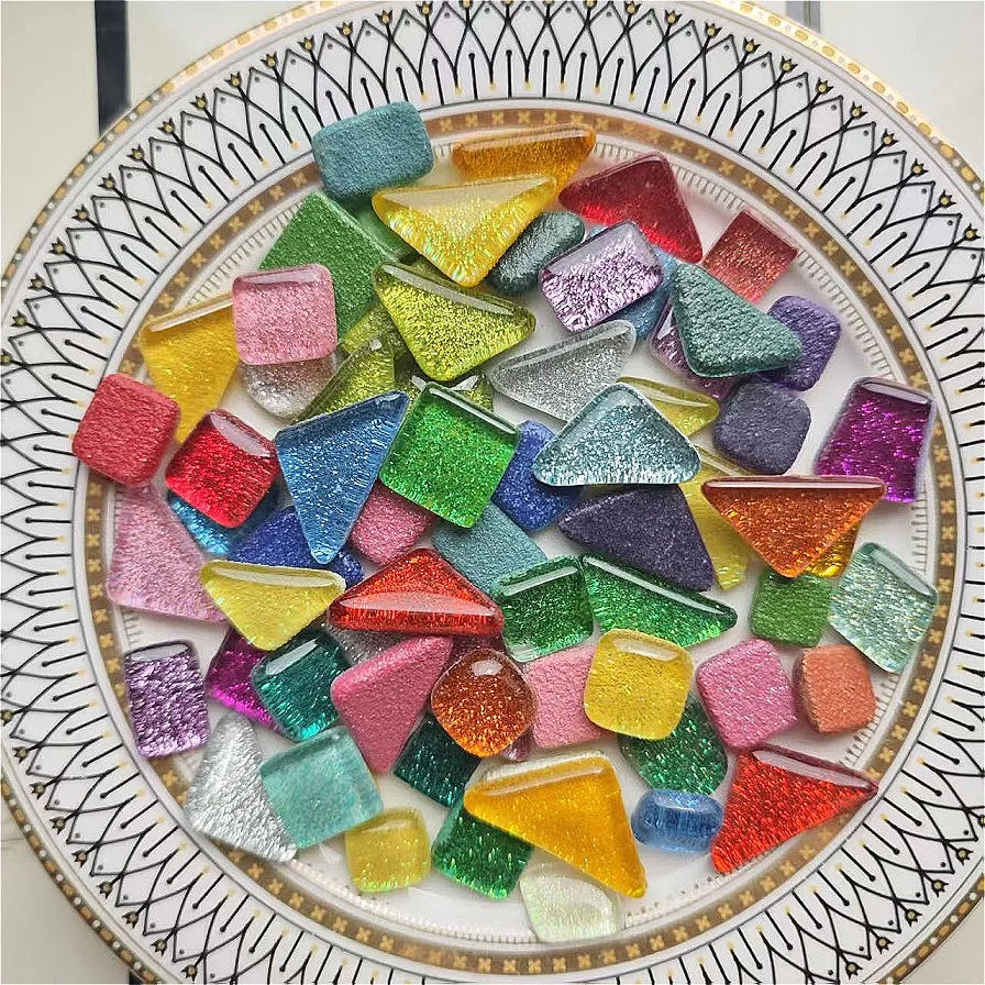 

100g/Set Diy Irregular Mix Color Glitter Glass Mosaic Stones Mosaic Glass Crafts Material Puzzle for Diy Mosaic Making 180