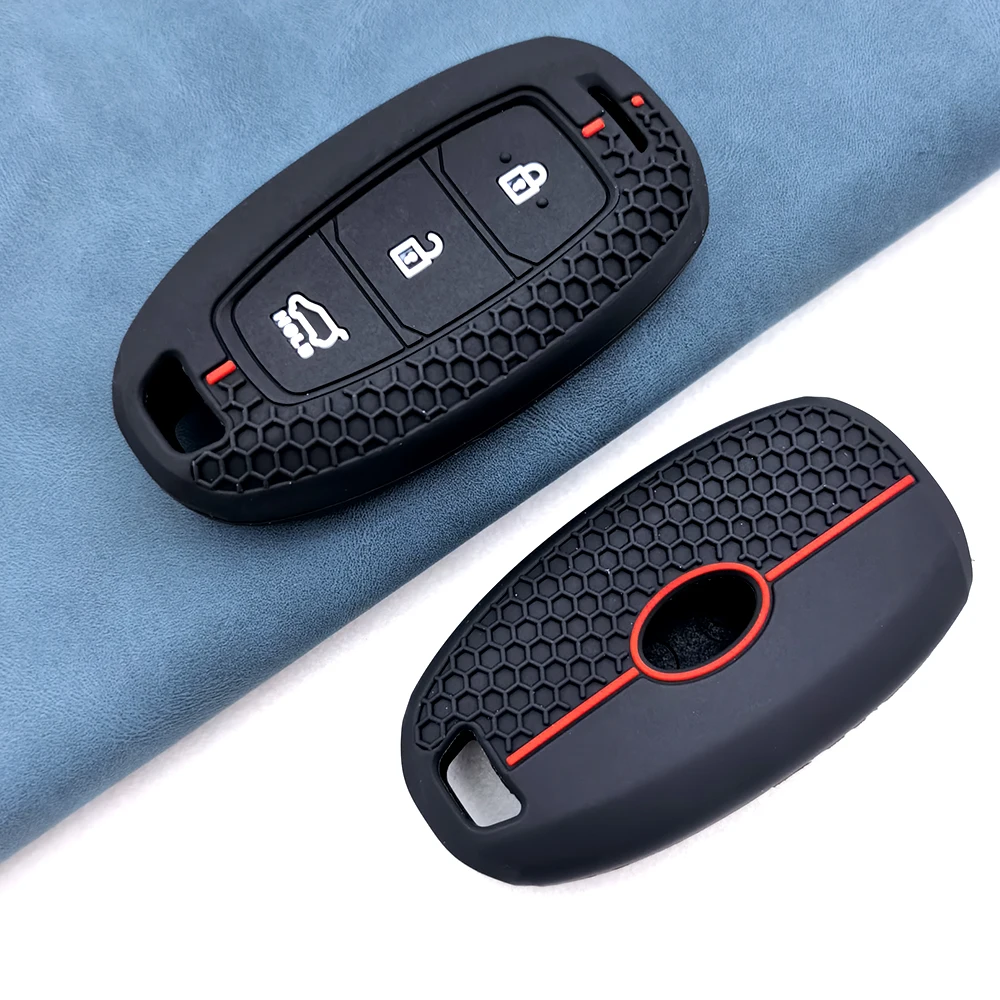 Funda de silicona para llave de coche con 3 botones para Hyundai LA FESTA Kona 2021 Creta 2 Solaris i30 ix35 Azera ELANTRA GRANDEUR IG