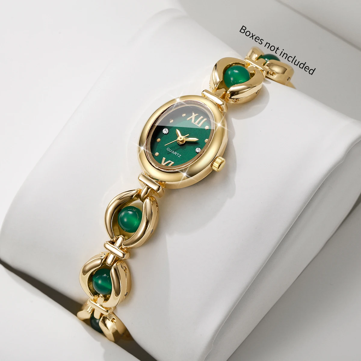 Luxury Oval Dial Women Watch Beads Chain Bracelet Quartz Wristwatch Fashion Ladies Clock Relogio Feminino (Without Box)